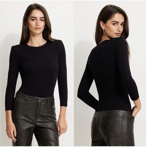 Dynamite Clothing Womens Fall Shoulder Pad Crewneck Long Sleeve Black Top XS